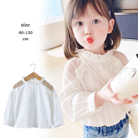 ブラウス キッズファッション 子供服 女の子 トップス 長袖 肩だし レース付き おしゃれの通販はau Pay マーケット エミル