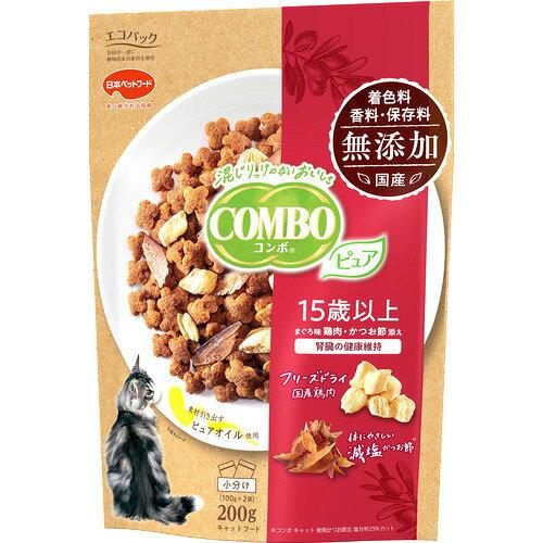 他サイト： 日本ペットフード コンボ キャット ピュア 15歳以上 まぐろ味・鶏肉・かつお節添え 200gの商品画像