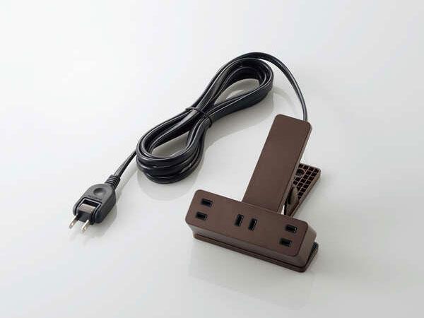 他サイト： ELECOM エレコム クリップタップ/雷サージ付/ホコリシャッター付/3個口/ブラウン(T-KF03-2325BR)の商品画像