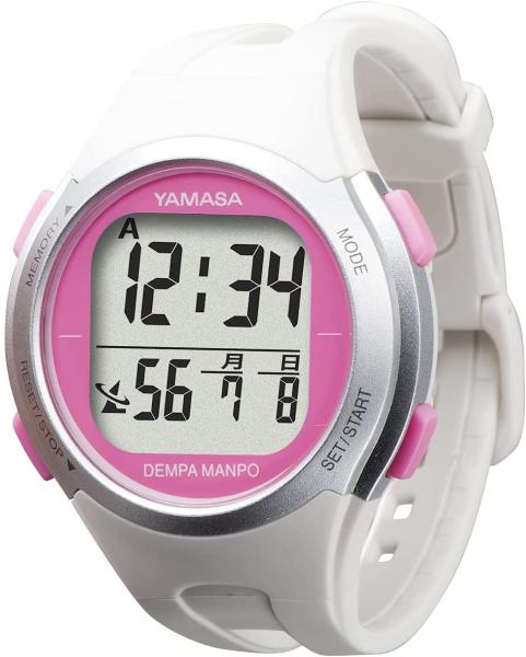 他サイト： 秦運動具工業 ウォッチ万歩計 DEMPA MANPO ホワイト×ピンク TM-510(W/P)の商品画像