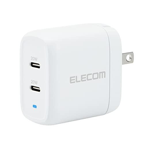 他サイト： ELECOM エレコム エレコム USB コンセント 充電器 USB PD認証 合計40W Type-C×2 ホワイト MPA-の商品画像