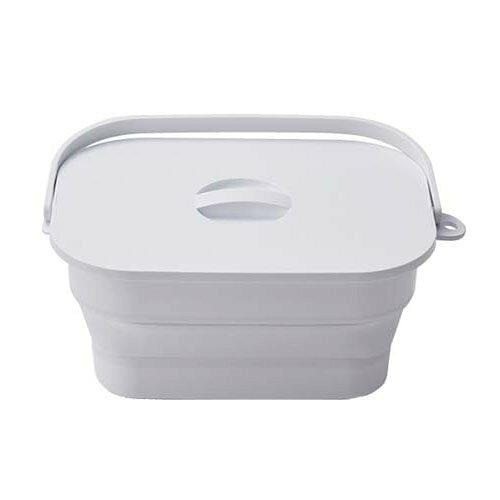 他サイト： イセトウ(Isetou) 折りたためるつけ置き洗いバケツ ホワイト 7L 洗濯板付 たたんでコンパクト 吊り下げ用フック付 I-の商品画像