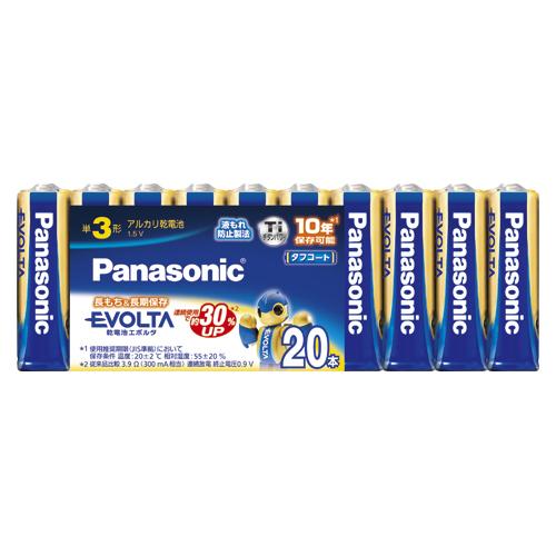 他サイト： PANASONIC パナソニック EVOLTA 単3形アルカリ乾電池 20本パック LR6EJ/20SWの商品画像