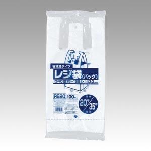 他サイト： TKG テイケイジイ 遠藤商事 業務用省資源タイプ レジ袋(100枚入)RE20 20号/35号 乳白【XLZ3504】の商品画像