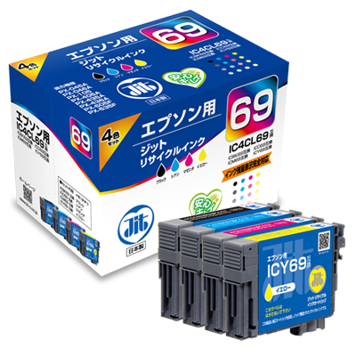 他サイト： ジットインクカートリッジ  EPSON(エプソン)  IC4CL69 4色セット対応 リサイクル JIT-E694P 日本製の商品画像