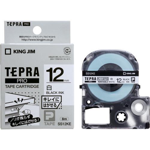 他サイト： KING JIM キングジム  PROテープ再剥離 SS12KE 白に黒文字 12mmの商品画像