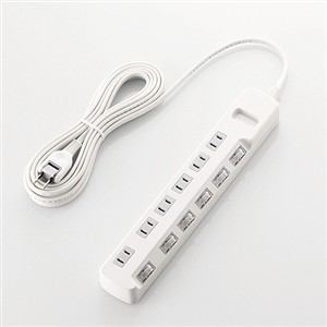 他サイト： ELECOM エレコム 雷ガードタップ/個別スイッチ/6個口/5m/ホワイト T-K5A-2650WH(T-K5A-2650WHの商品画像