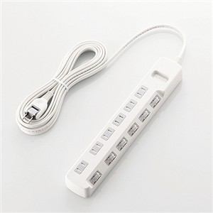 他サイト： ELECOM エレコム 雷ガードタップ/個別スイッチ/6個口/5m/ホワイト T-K6A-2650WH(T-K6A-2650WHの商品画像