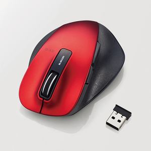エレコム BlueLEDマウス/握りの極み/Mサイズ/無線/2.4GHz/5ボタン/レッド
