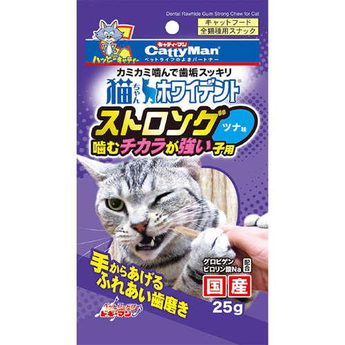 他サイト： ドギーマンハヤシ キャティーマン 猫ちゃんホワイデント ストロング ツナ味 25g 単品の商品画像