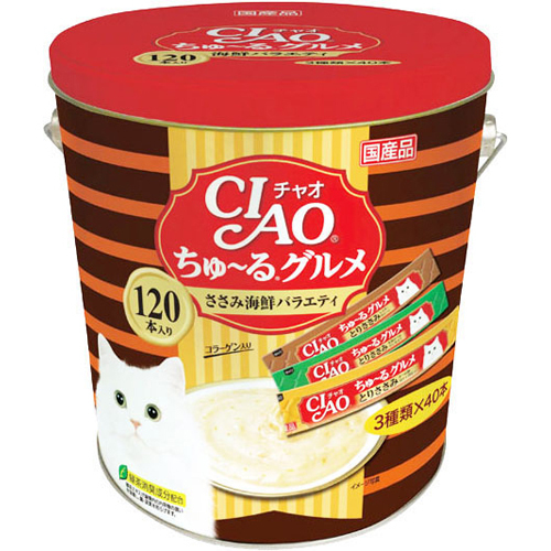 他サイト： いなば食品 [いなばペットフード] CIAO ちゅ?るグルメ とりささみ海鮮バラエティ 14g×120本 SC-213 (-)の商品画像