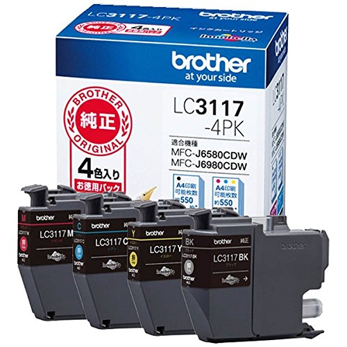 他サイト： BROTHER ブラザー インクカートリッジ 4色パック (LC3117-4PK)の商品画像