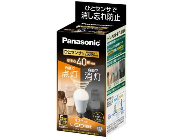 他サイト： PANASONIC パナソニック パナソニック LED電球 E26口金 電球40W形相当 電球色相当(5.0W) 一般電球・人感の商品画像