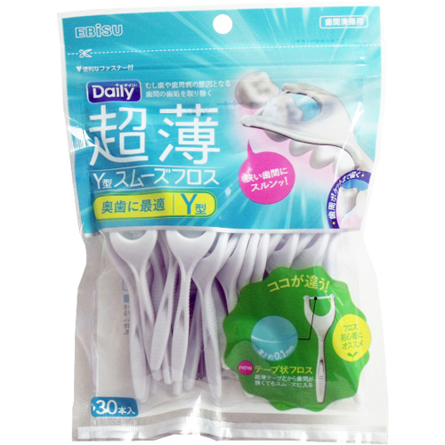 他サイト： エビス デイリー 超薄 Y型スムーズフロス 30本入の商品画像