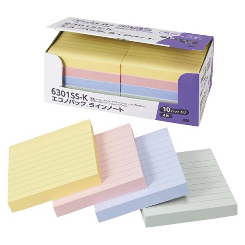 他サイト： 3M スリーエム ポストイット エコノパック パステルカ(6301SS-K)の商品画像