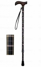 他サイト： ウェルファン 夢ライフステッキ 柄杖伸縮型(スリムタイプ)(009714) ダークネイビーチェックの商品画像