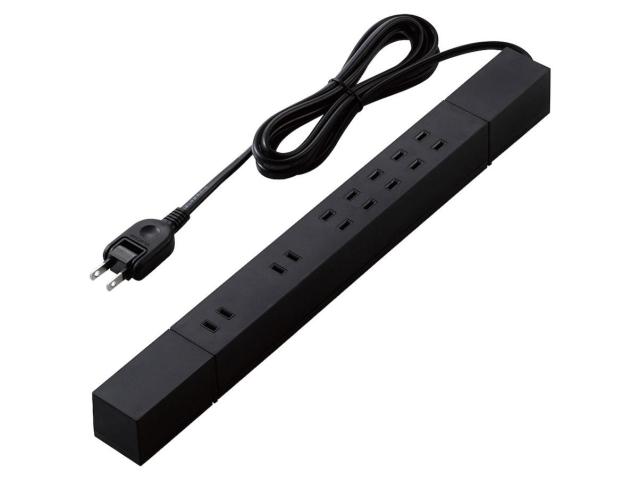 他サイト： ELECOM エレコム ダブル回転タップ マグネット付 雷サージ付 ホコリシャッター付 固定&吊下可能 7個口 2.0m ブラッの商品画像