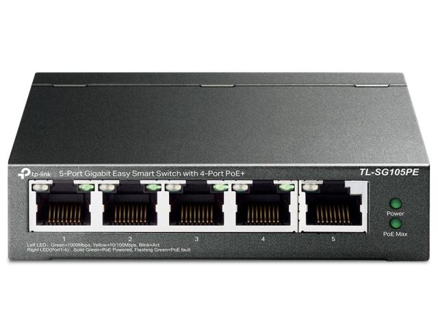 他サイト： TP-Link 5ポート ギガビット イージースマートスイッチ(4 PoE+ポート搭載)TL-SG105PEの商品画像