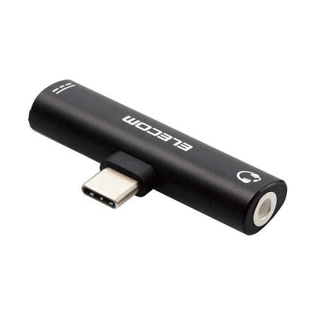 他サイト： エレコム 変換アダプタ Type-C−4極ミニプラグ PD イヤホン使用 充電 直挿し コンパクト ブラック MPA-C35PDの商品画像