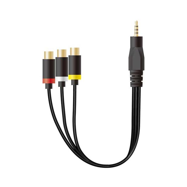 他サイト： エレコム 映像ケーブル φ3.5mm 4極 RCAメス変換 ストレート 0.15m ブラック ELECOMの商品画像