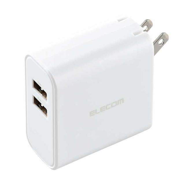 他サイト： エレコム スマホ充電器 USB充電器 USBポート×2 コンパクト 2台同時充電 スマホ タブレット ホワイトの商品画像