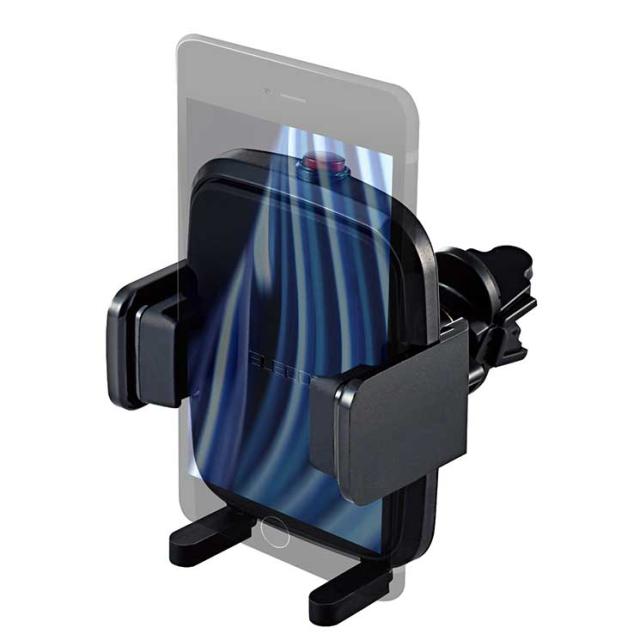 他サイト： エレコム スマホホルダー 車用 スマホスタンド  幅45mm〜90mm スマートフォン用 エアコンルーバー取付タイプ ブラックの商品画像
