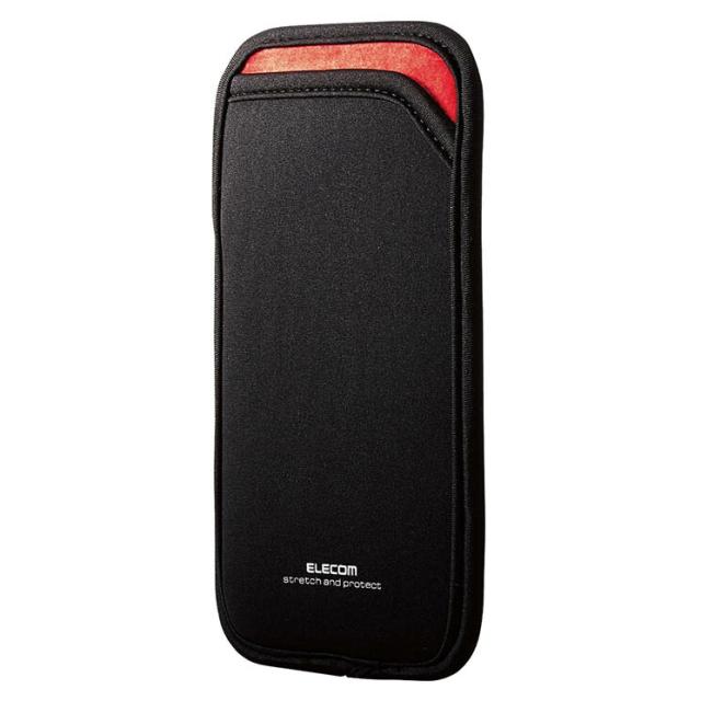 他サイト： エレコム スマホポーチ 1台収納 Lサイズ スリップインタイプ 背面ポケット付 ブラック ELECOMの商品画像