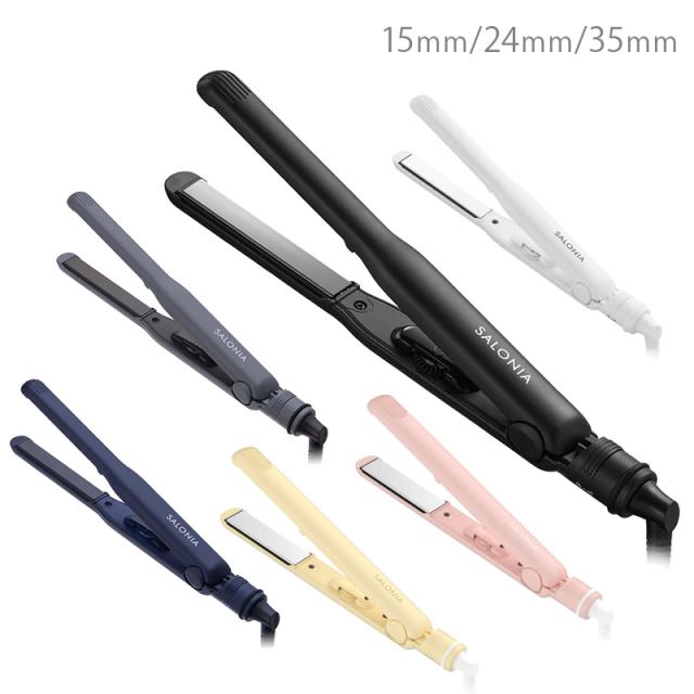 他サイト： サロニア ストレートヘアアイロン 15mm/24mm/35mm うるおい  MAX230°C サロニア  ブラック グレー ネイの商品画像