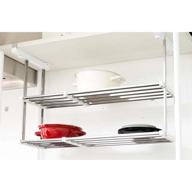 他サイト： 田窪工業所 伸縮吊戸下はさみ棚 2段 幅55-95cm HM2-90L 4904780178507 水切り キッチン収納 TAKの商品画像