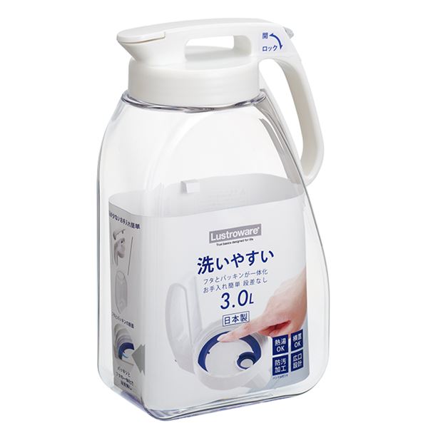 他サイト： 岩崎工業 タテ・ヨコシームレスピッチャー 3.0L ホワイト WH K-1287  麦茶ポット 耐熱 横置き 洗いやすい 熱湯Oの商品画像