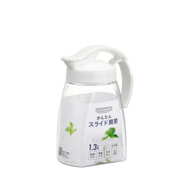 他サイト： 岩崎工業 タテ・ヨコスライドッチャー 1.3L ホワイト WH K-1261  麦茶ポット 耐熱 横置き 洗いやすい 熱湯OK の商品画像