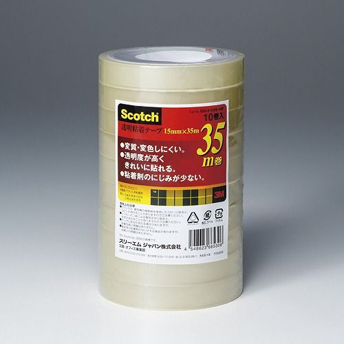 他サイト： スリーエム(3M) 透明粘着テープ500シリーズ 15mm×35m 入数:1パック(10巻) 500-3-1535-10P(00の商品画像