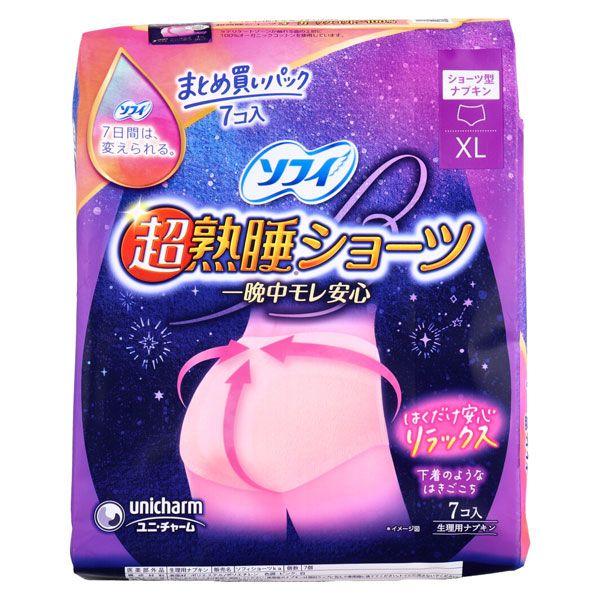他サイト： ユニ・チャーム 超熟睡ショーツ ショーツ型ナプキン 特に多い夜用 XLサイズ 一晩中モレ安心、ぐっすり熟睡 入数:1パック(7個の商品画像