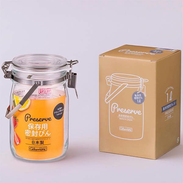 他サイト： 星硝 セラーメイト 取手付密封ビン 1L ガラス保存容器・保存びん (00204093)の商品画像