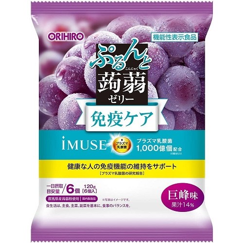 他サイト： ぷるんと蒟蒻ゼリー パウチ プラズマ乳酸菌 【20g×6個入】(オリヒロ)の商品画像