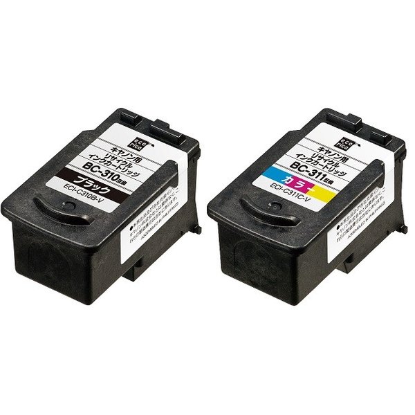 他サイト： BC-310 ブラック BC-311 カラー エコリカ リサイクルインク 2個セット ECI-C310B-V ECI-C311Cの商品画像