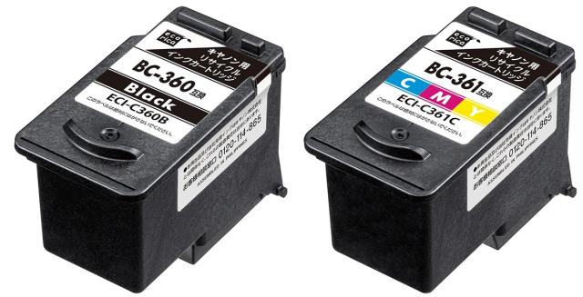 他サイト： BC-360 ブラック BC-361 カラー エコリカ リサイクルインク 2個セット ECI-C360B ECI-C361C 各の商品画像