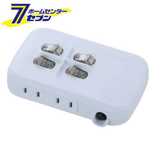 他サイト： オーム電機 LED個別スイッチ付き 節電タップ 4個口 (品番)00-1759 HS-A1759W[電源タップ・延長コード:コーの商品画像