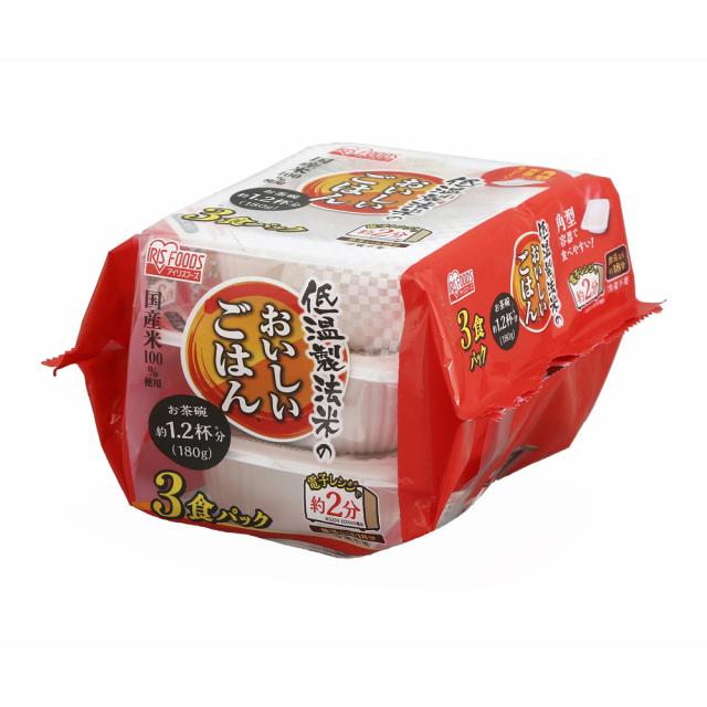 他サイト： お米 低温製法米のおいしいごはん 国産米100% 180g×3P×8 (ケース販売) アイリスオーヤマ [パック米 パックごはんの商品画像