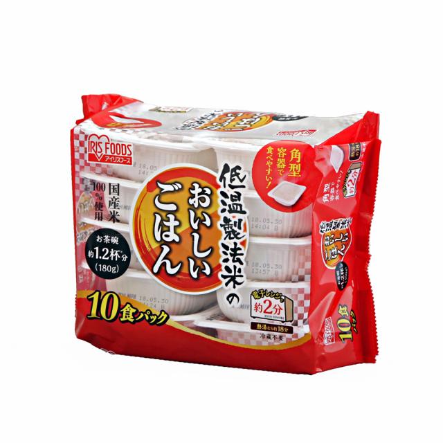 他サイト： お米 低温製法米のおいしいごはん 国産米100% 180g×10P×4 (ケース販売) アイリスオーヤマ [パック米 パックごはの商品画像