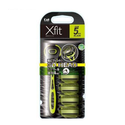 他サイト： Xfit 敏感肌用 (替刃4個付)スリムパック 本体+替刃4個付 (1セット) [3Dヘッド機構 替刃はシステムレザーと同じ 貝の商品画像