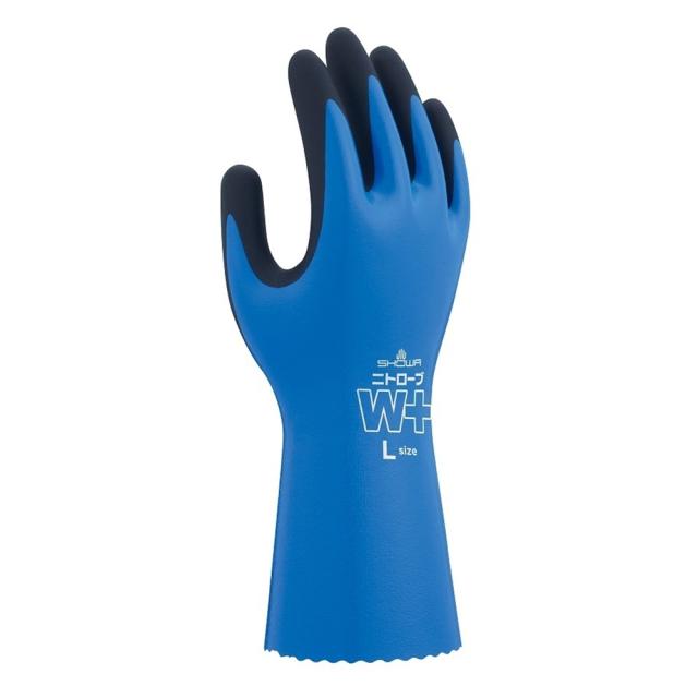 他サイト： ニトローブ W+ 右手2本 ブルー S 378PLUS [右手用 ゴム手袋 作業手袋 フィット感 防水 水産 耐油 青  ショーの商品画像