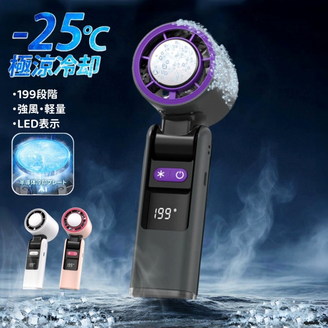 【クーポン配布中！】ハンディファン 冷却プレート 手持ち扇風機 2025 冷却プレート付き ハンディ 199段階風量調節 充電式 扇風機 卓上 