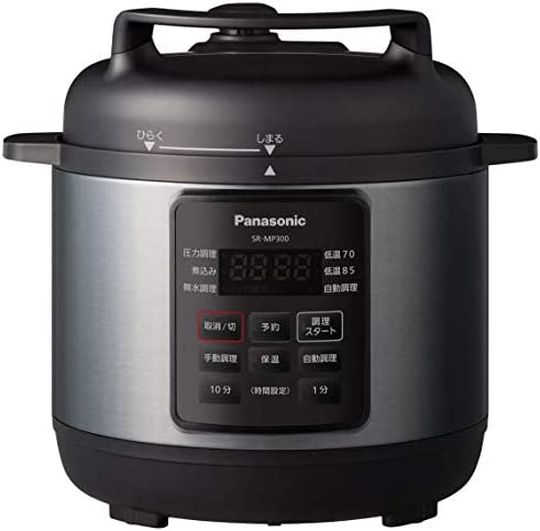 他サイト： パナソニック 電気圧力鍋 3L 圧力/低温/無水/煮込/自動調理 レシピブック付 温度過昇防止機能 SR-MP300-Kの商品画像