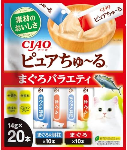 他サイト： チャオ (CIAO) ピュアちゅ~る まぐろバラエティ 14g×20本 猫用おやつの商品画像