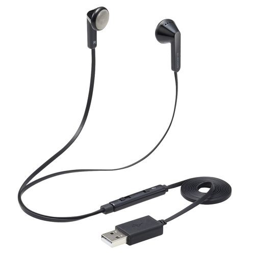 他サイト： エレコム ヘッドセット イヤホン インナーイヤー USB 両耳 セミオープン ミュートス(HS-EP19UBK) メーカー在庫品の商品画像