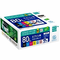 他サイト： エコリカ IC6CL80L互換 エコリカ リサイクルインク エプソン ブラック、シアン、マゼンタ、イエロー、ライトシアン、ライトの商品画像