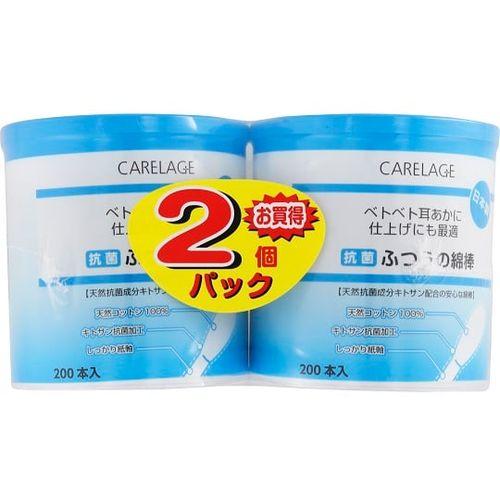 他サイト： addgood CARELAGE 抗菌ふつう綿棒 200本×2個 (1セット(200本×2個入り))(64-7757-72) 取の商品画像