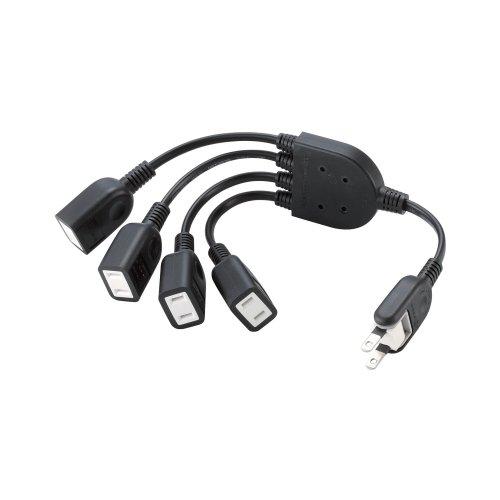 他サイト： エレコム 延長コード 電源タップ 0.2m 2ピン 4個口 ACアダプタを4個つなげるケーブル(T-ADR4BK) 取り寄せ商品の商品画像