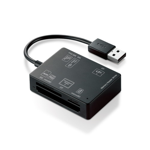 他サイト： エレコム メモリリーダライタ SD+MS+CF+XD ブラック MR-A012BK 取り寄せ商品の商品画像